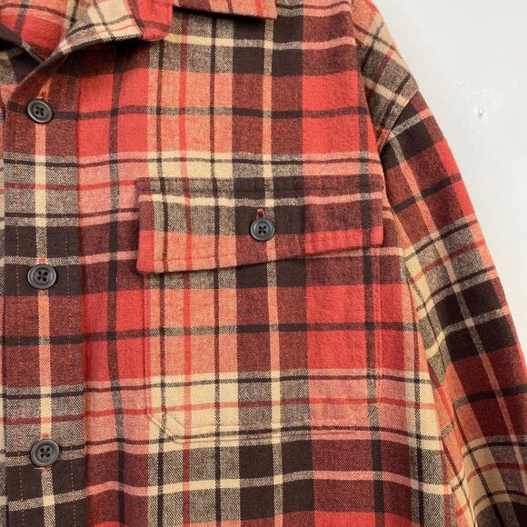 LL Bean Vintage Cotton Plaid Button Up Chamois Cloth Shirt Outdoor Comfy Mens XL - Picture 3 of 8